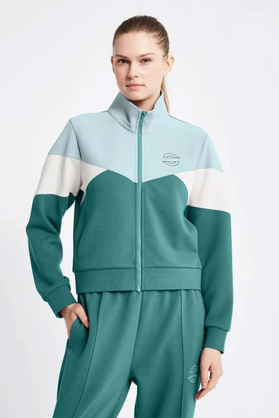 Lescon 24NTBV002131-011 Yeşil Kadın Fermuarlı Sweatshirt ürün görseli 1