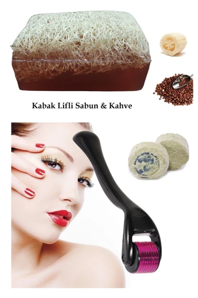 3'lü Set Lifli Sabun Kahve Peeling Cilt Bakım Yenileme Titanyum Derma Roller Leke,Akne Ruşur Taşı ürün görseli 1