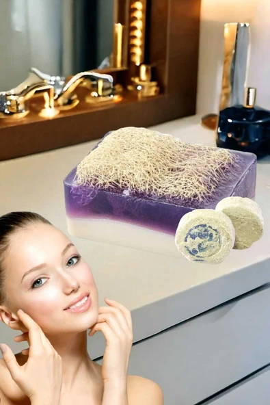 2'li Tüm Cilt Sıkılaştırıma Yüz Yoga Yüz Bakım Peeling Lifli Lavanta Sabun Leke Akne Ruşur Taşı ürün görseli 1