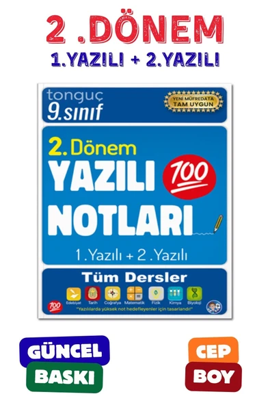 9. Sınıf Yazılı Notları 2. Dönem 1 ve 2. Yazılı - Tonguç Yayınları ürün görseli 1