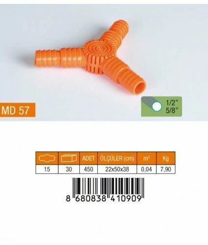 MEDALYAN MD 57 Normal 3'Lü Hortum Eki 1/2"-5/8" ürün görseli 1