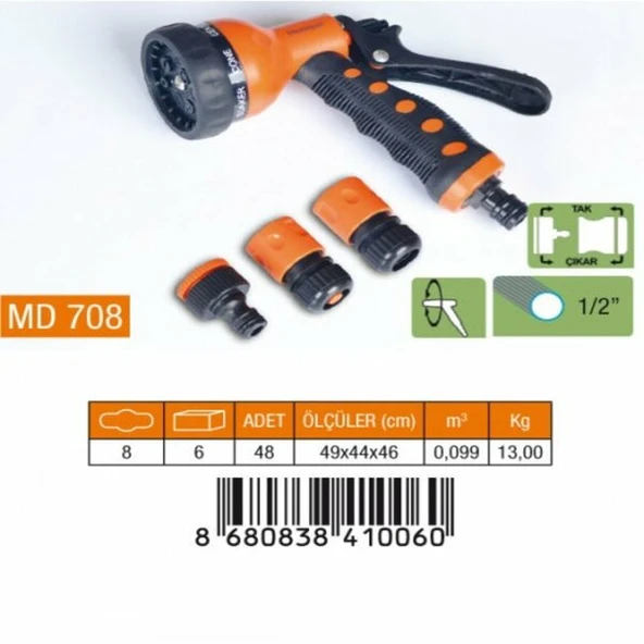 MEDALYAN MD 708 Otom. 7 Fonk. Tet. Tabanca 4'Lü Set 1/2" ürün görseli 1