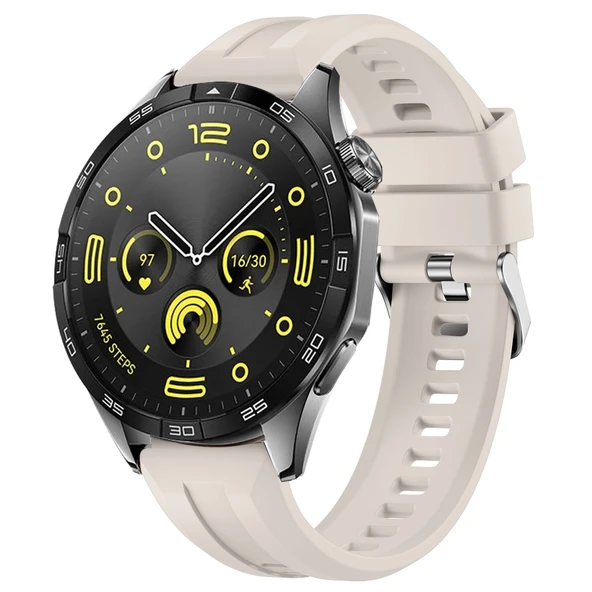 Sneezy Huawei Watch GT4 46mm İle Uyumlu Spor Silikon Metal Tokalı Soft Saat Kordonu  Starlight ürün görseli 1