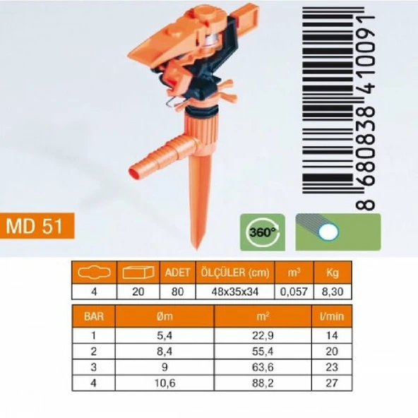 MEDALYAN MD 51 Açı Ayarlı Sprink Saplamalı ürün görseli 1