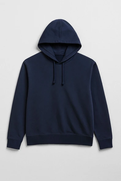 Erkek Kapüşonlu İçi Polarlı Lacivert Sweatshirt ürün görseli 1