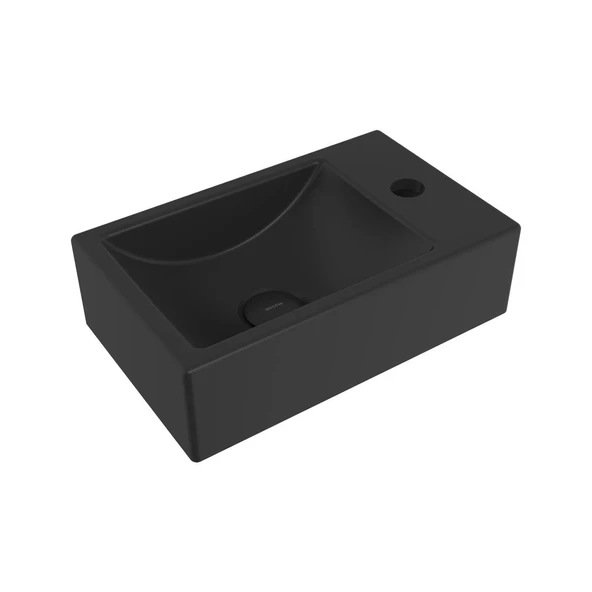 Bocchi Milano Dar Sağ Lavabo 1419-004-0126 Mat Siyah ürün görseli 1