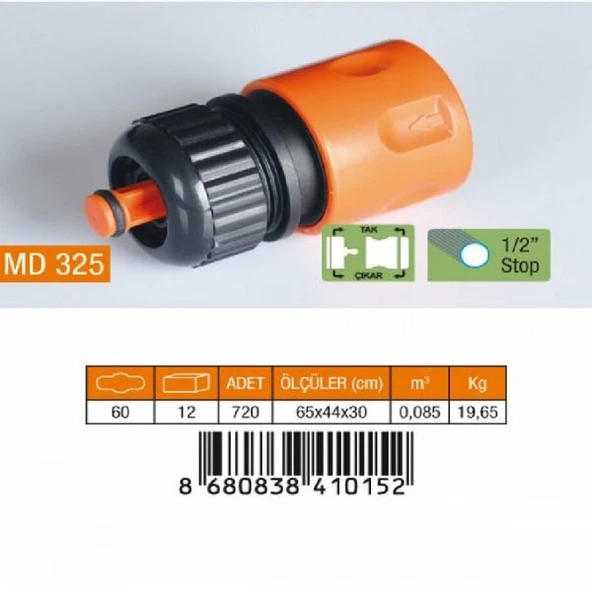 MEDALYAN MD 325 Oto. Hortum Baglantısı 1/2" Stoplu ürün görseli 1