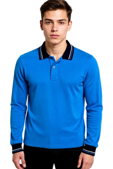 Kolej Polo Yaka Selanik Sweat Turkuaz IMHS-S-M ürün görseli 1