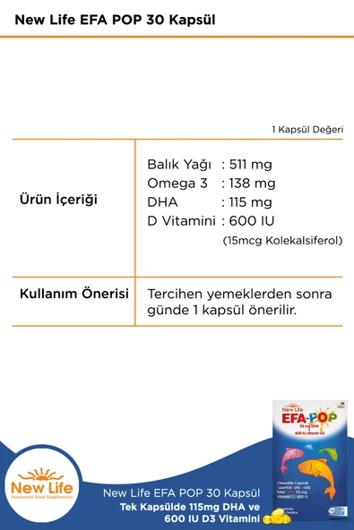 NEW LIFE EFA POP 30 KAPSUL - Resim 2