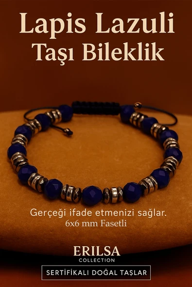 Sertifikalı Lapis Lazuli Taşı Bileklik 6x6 mm Fasetli – İfade Bilgelik ve Güç Taşı ürün görseli 1