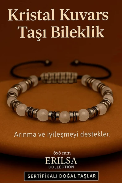 Sertifikalı Kristal Kuvars Taşı Bileklik 8x8 mm – Arınma Saflık ve Şifa Taşı ürün görseli 1
