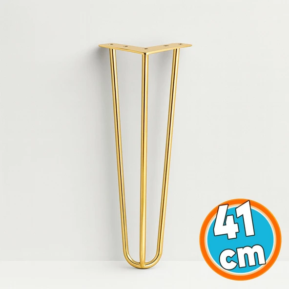 Sehpa Masa Ayağı 41 cm Gold Altın Metal Tekli Dayanıklı Mobilya Destek Yükseltici Ayak Modeli ürün görseli 1