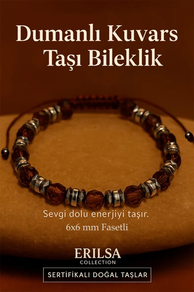 Sertifikalı Dumanlı Kuvars Taşı Bileklik 6x6 mm Fasetli – Koruma ve Topraklanma Taşı ürün görseli 1