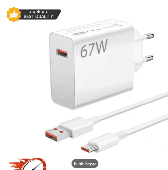 67W Hızlı Şarj Cihazı Type-C | Tüm Type-C Telefonlara Uyumlu | Süper Hızlı Şarj Seti ( Adaptör ve Kablo ) | Xiaomi, Samsung, Huawei, Oppo ürün görseli 1
