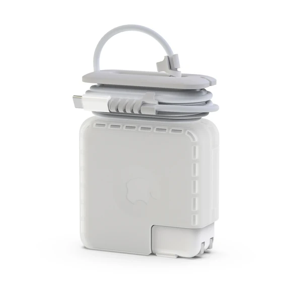 MacBook 96W 87W Adaptör Kılıfı – Şeffaf TPU Sert Kapak + 2 Spiral Kablo Koruyucu Pro 14 15 16 ürün görseli 1