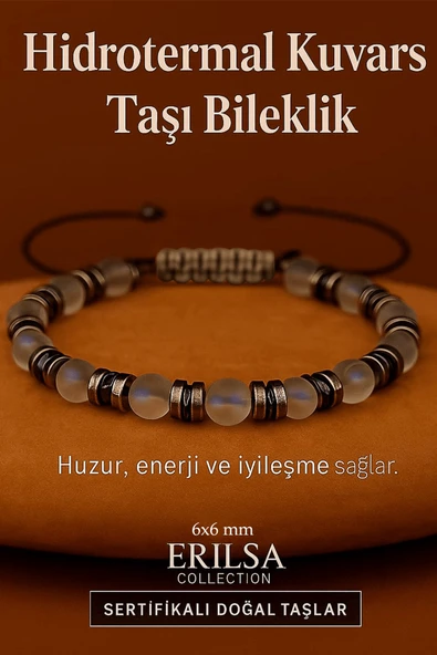 Sertifikalı Hidrotermal Kuvars Taşı Bileklik 8x8 mm – Huzur, Enerji ve Yenilenme Taşı ürün görseli 1