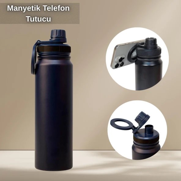 Paslanmaz Çelik Termos 780 ml-Manyetik Telefon Tutuculu ürün görseli 1
