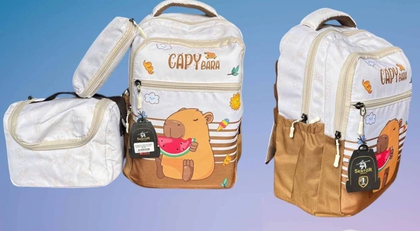 Sentor Capybara İlkokul Çantası + Beslenme Çantası + Kalemlik (3 Parça) ürün görseli 1