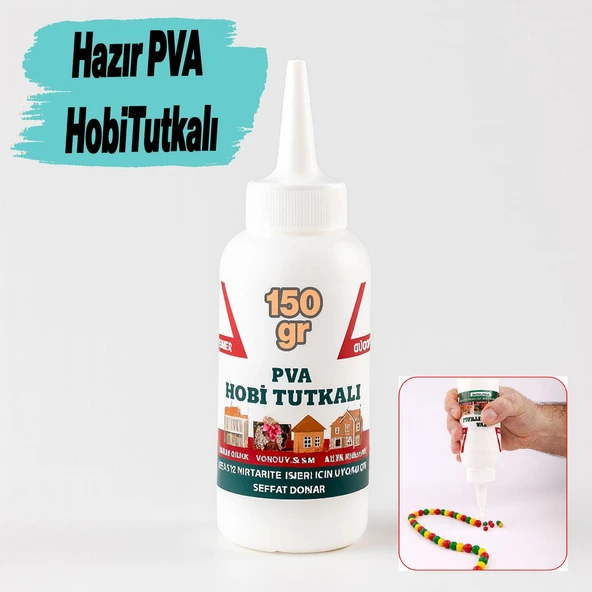 Hobi Tutkalı Hazır PVA 150 gram Şeffaf Ahşap Karton Kumaş Kağıt DIY Uygulama Maket Yapım Yapıştırıcı ürün görseli 1