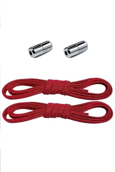 Ayarlanabilir 1 Çift Kırmızı Vidalı Kapsül Uçlu 6 MM Lastik Pratik Bağcık ürün görseli 1