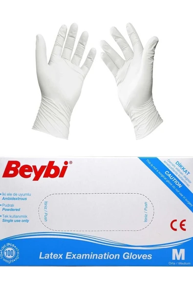 Dermal Beybi Lateks Muayene Eldiveni 100 lü Medium ürün görseli 1
