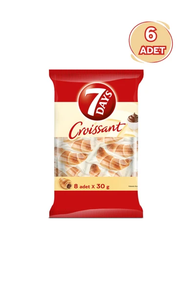 7Days Kakao Kremalı Kruvasan 8'li Paket 30G x 6 Adet (8 x 6= 48 Adet) ürün görseli 1