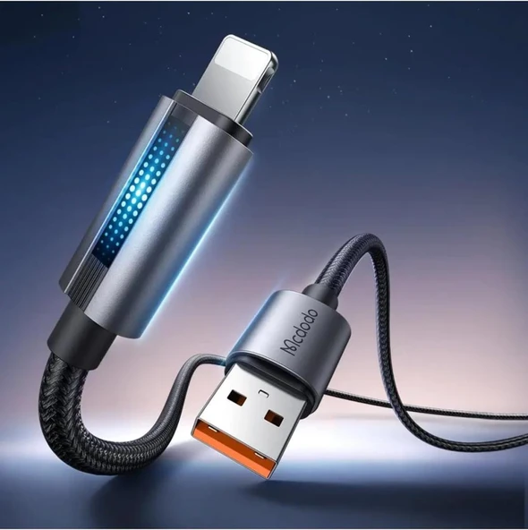 Mcdodo CA-5660 Usb iPhone Led Işıklı Data Şarj Kablosu 1.2M - Siyah ürün görseli 1