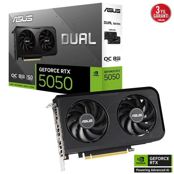 Asus GeForce RTX5050 8GB Dual OC GD6 128Bit ürün görseli 1