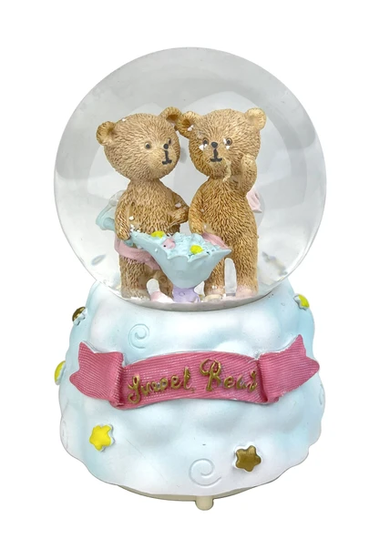Sweet Bebi - Sevimli Ayıcıklar Işıklı ve Müzikli Kar Küresi Açık Mavi ürün görseli 1