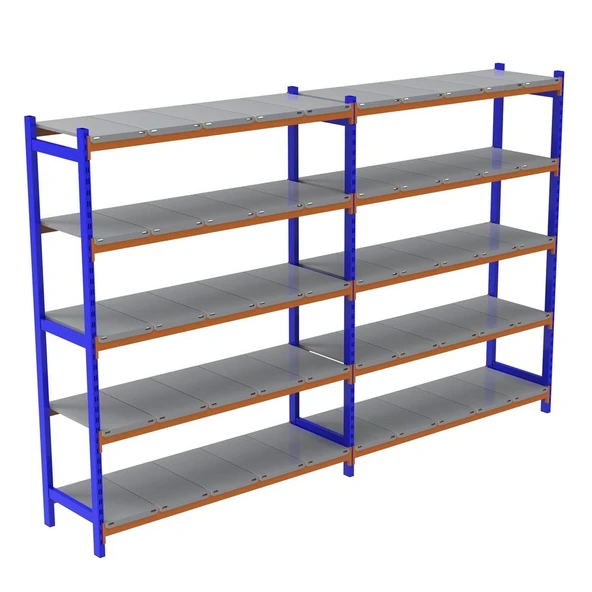 5 Katlı Duble Depo Rafı - 300-350 Kg Taşıma Kapasiteli Hafif Rack Raf  50x120x200 cm ürün görseli 1