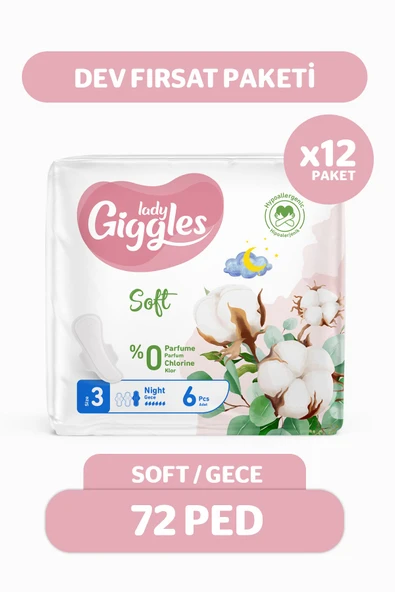 Lady Soft Hijyenik Ped Gece Dev Fırsat Paketi 72 Adet ürün görseli 1