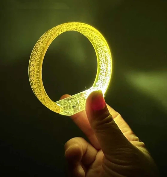 Sarı Led Işıklı Baskı Yapılabilen Pilli Bileklik Bilezik 1,5 cm Genişlik ürün görseli 1
