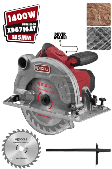 RETOOLS XD5716AT 1400W 185 MM DEVİR AYARLI DAİRE TESTERE ürün görseli 1