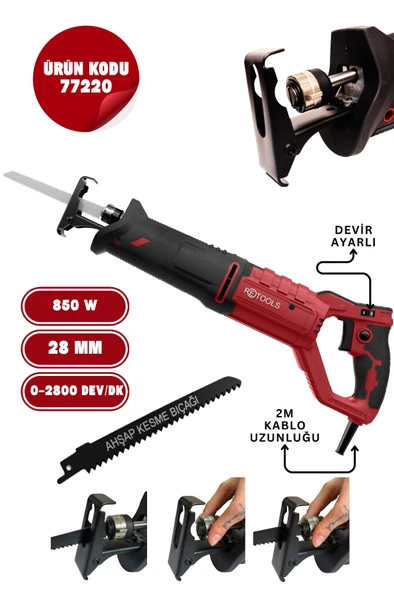 RETOOLS 77220 850W DEVİR AYARLI TİLKİ KUYRUĞU TESTERE TESTERE ürün görseli 1