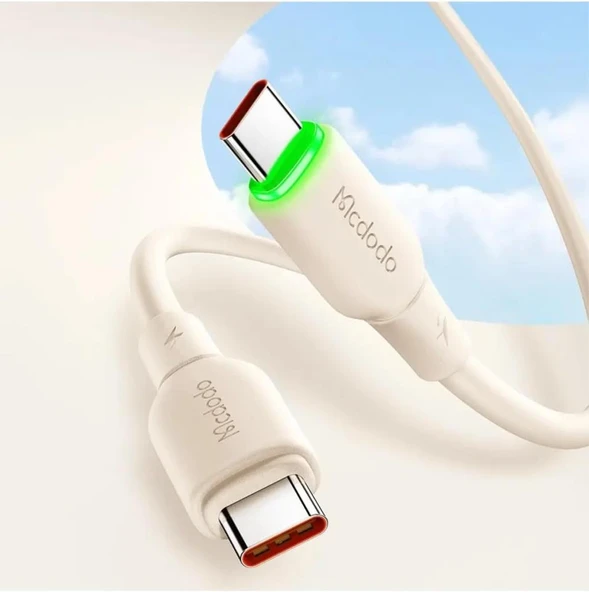 Mcdodo CA-4770 65W Typec Typec Led Işıklı Data Şarj Kablo 1.2M - Beyaz ürün görseli 1