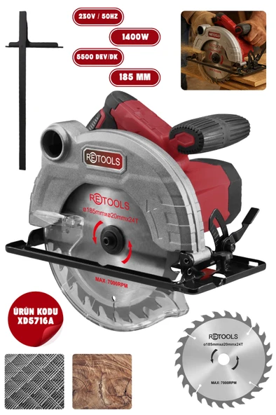 RETOOLS XD5716A 1400W 185 MM DAİRE TESTERE ürün görseli 1