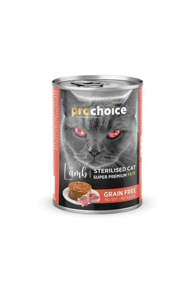 Pro Choice Kısırlaştırılmış Kuzu Etli Sekersiz Tahilsiz Ezme Yetiskin Kedi Konservesi 400gr ürün görseli 1