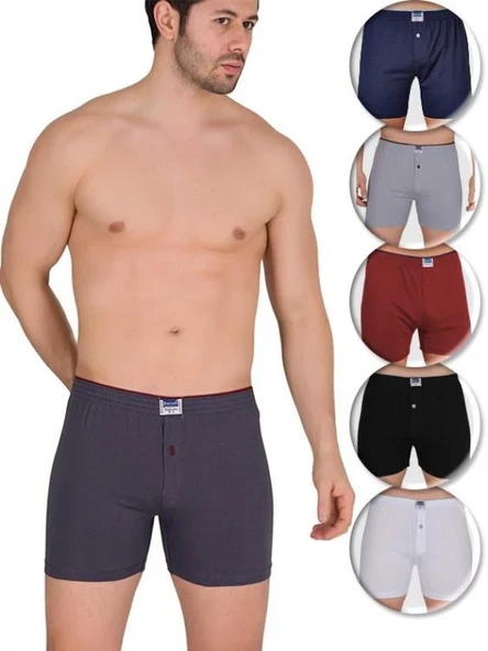 Berrak 1099 Erkek Boxer Pamuklu Penye Düğmeli Havlu Bel Rahat 3'lü Set ürün görseli 1