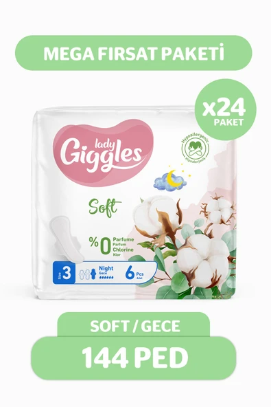 Lady Soft Hijyenik Ped Gece Mega Fırsat Paketi 144 Adet ürün görseli 1