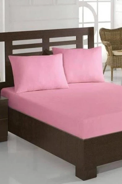 Penye Çift Kişilik 180x200 cm Lastikli Çarşaf Pembe ürün görseli 1