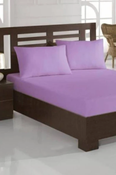 Penye Çift Kişilik 180x200 cm Lastikli Çarşaf Lila ürün görseli 1