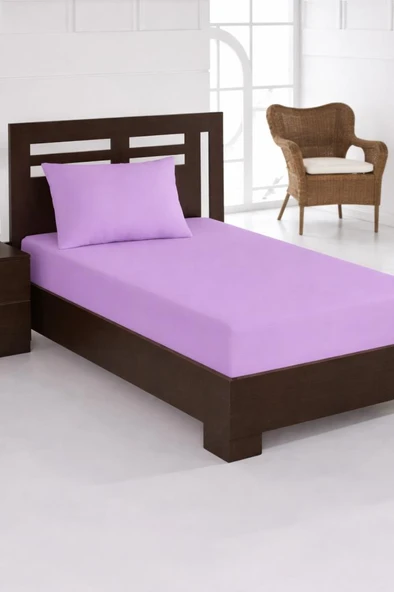 Penye Tek Kişilik 120x200 cm Lastikli Çarşaf Lila ürün görseli 1