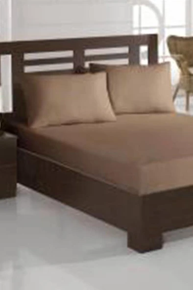 Penye Çift Kişilik 180x200 cm Lastikli Çarşaf Cappucino ürün görseli 1