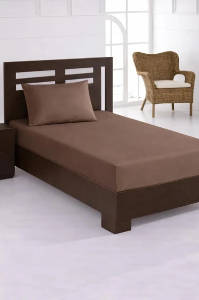 Penye Tek Kişilik 120x200 cm Lastikli Çarşaf Cappucino ürün görseli 1