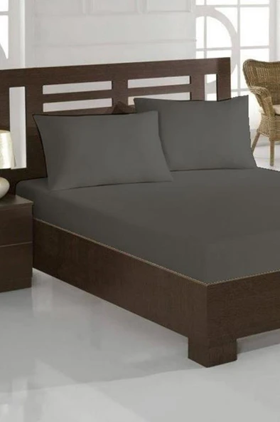 Penye Çift Kişilik 180x200 cm Lastikli Çarşaf Gri ürün görseli 1