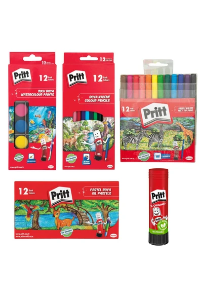 Boya Seti Kuru Sulu Pastel Keçeli ve 43 Gr Stick Yapıştırıcı Kırtasiye Seti prit ürün görseli 1