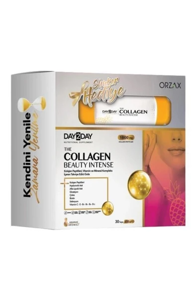 Orzax DAY2DAY The Collagen Beauty Ananas Aromalı 30 Saşe Shaker Hediyeli ürün görseli 1