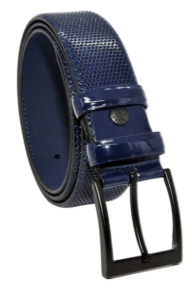 Lacivert Rugan Suni Deri Desenli 4 cm.lik Klasik Kemer - 7495-68-21M ürün görseli 1