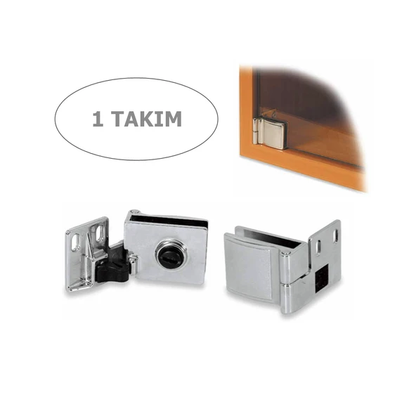 Osena Cam Menteşesi Metal Krom 6 mm Cam İçin 1 Takım ürün görseli 1