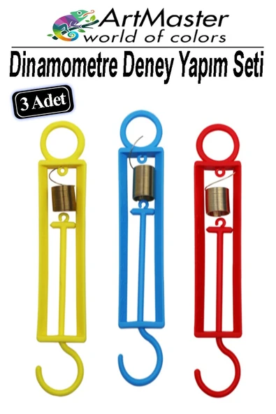 Dinamometre Renkli 3 Adet Deney Proje Yapım Seti Deney Malzemesi Okul Sınıf Deney Proje Tasarım İçin Dinomometre Modeli ürün görseli 1